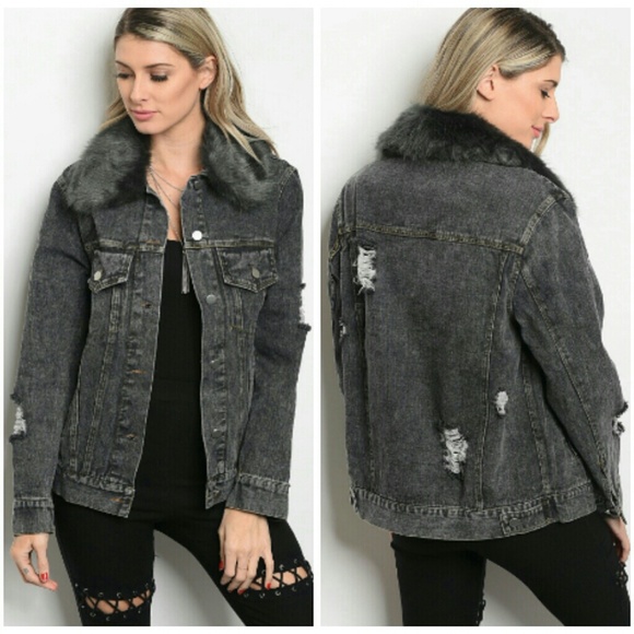 black acid wash denim jacket womens